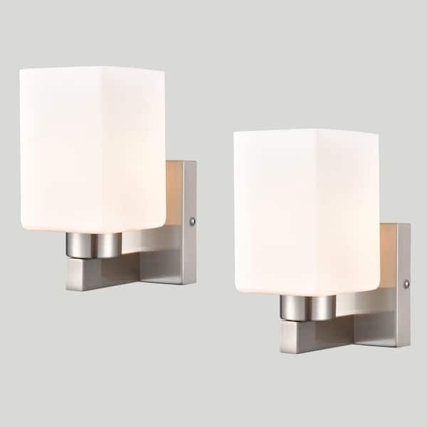 CLAXY 11.57 in. 1-Light Brushed Nickel Modern Wall Sconce with Standard Shade