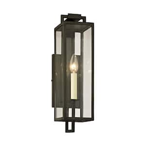 Beckham 4.75 in. Forged Iron/Black Outdoor Lantern Wall Sconce