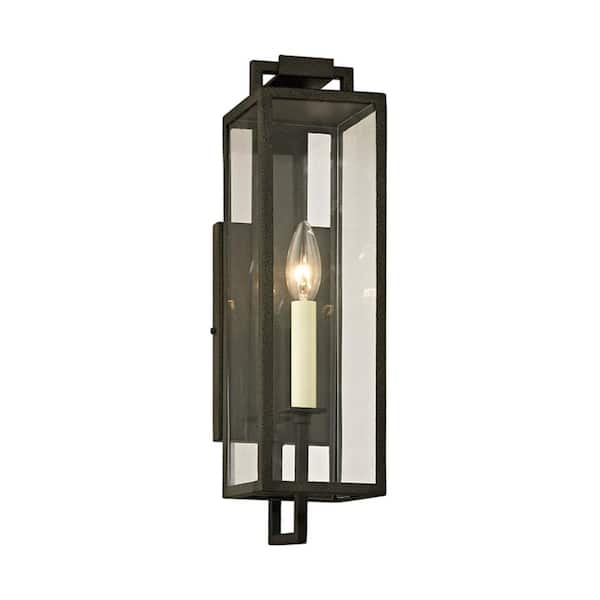 Troy Lighting Beckham 4.75 in. Forged Iron/Black Outdoor Lantern Wall Sconce