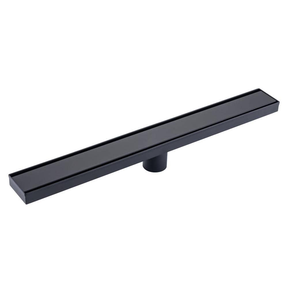 2.75 in. W x 24 in. D Stainless Steel Decorative Drain Cover with Matte Black