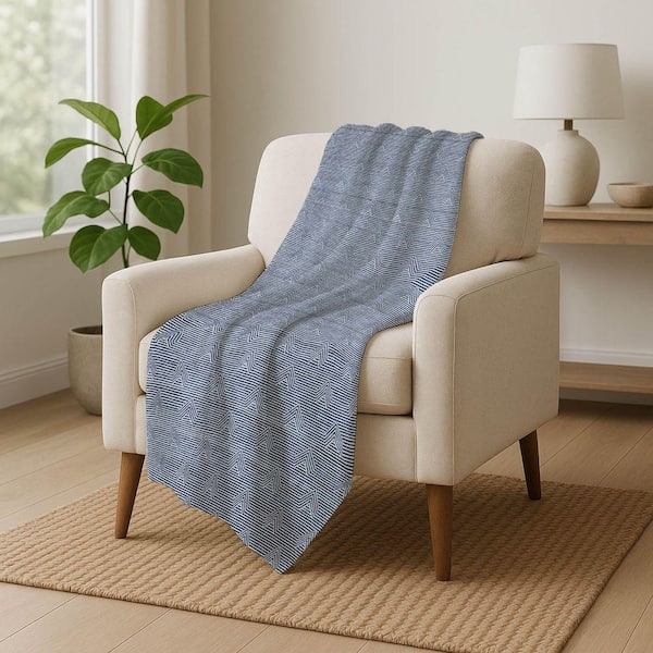 Premium Machine Washable ASB910 Blue 50 in. x 70 in. Sherpa Throw Blanket