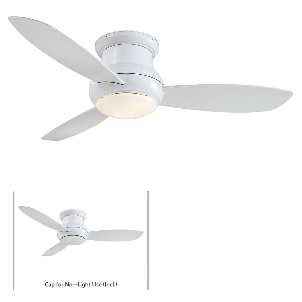 52" White Low Profile LED Ceiling Fan with Remote and Light