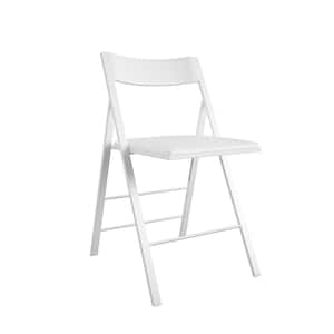 Modern White Slim Line Vinyl Padded Folding Chairs, (2-Pack)