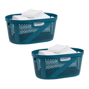 Blue 10.5 in. H x 14.5 in. W x 23 in. L Plastic 60L Modern Rectangle Laundry Room Hamper (Set of 2)