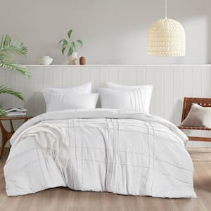 Porter 2-Piece White Microfiber Twin/Twin XL Soft Washed Pleated Comforter Set