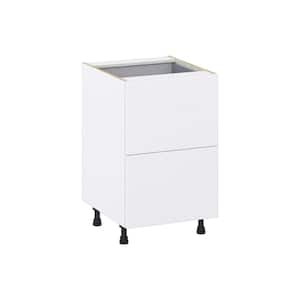 Fairhope Bright White Slab Assembled Base Kitchen Cabinet with 3 Drawers (21 in. W X 34.5 in. H X 24 in. D)