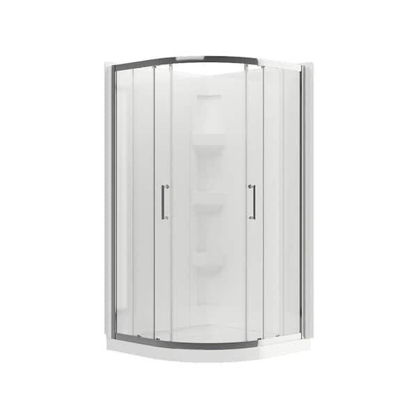 Ardis 38 in. L x 38 in. W x 72 in. H Neo-Round Corner Shower Stall/Kit in Chrome