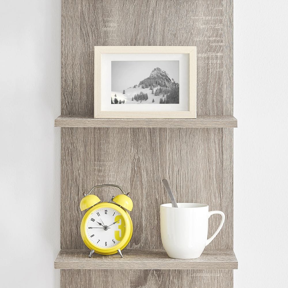 Weathered Oak Modern 51'' Floating Wall Shelf with 5 Tiers