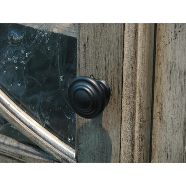 Three-Ring 1-1/4 in. Matte Black Round Cabinet Knob