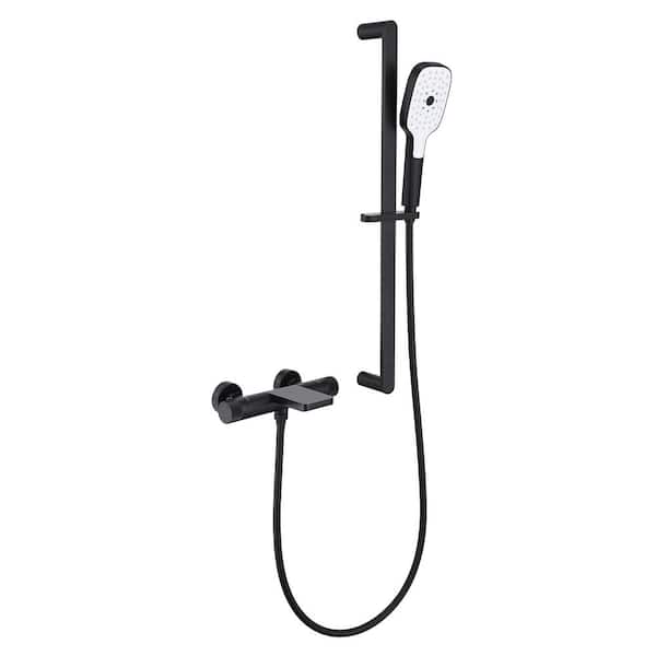 Unbranded No-Handle Wall Mount 4-Spray Shower Trim Kit in Matt Black with 2.0 GPM Hand Shower and Tub Spout (Valve Included)