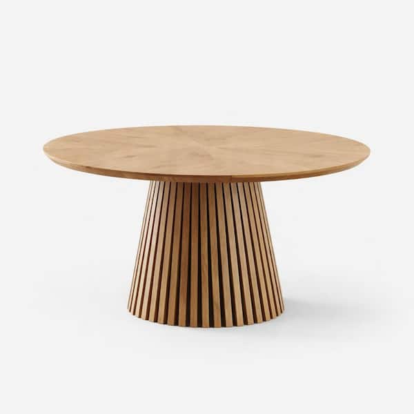 Lillian Natural Wood MDF Wood 47.24 in. Pedestal Base Dining Table Seats 4