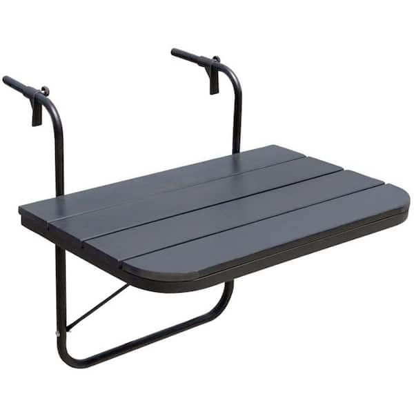 Zeus & Ruta 23.6x15.7x23.6 in. Metal Patio Hanging Table Folding Balcony Railing Table w/3-Level Height Outdoor Accent Table Suits
