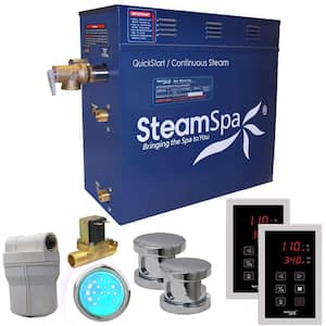 Royal 10.5kW QuickStart Steam Bath Generator Package with Built-In Auto Drain in Polished Chrome