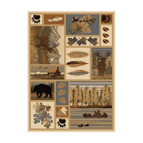 24 in. L x 36 in. W x 0.39 in. H Rectangular Lodge Accent Woodland Pattern Bath Accessory Area Bath Rug in Brown