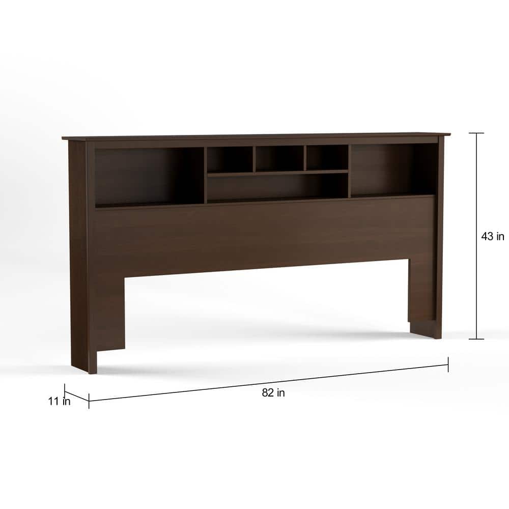 Espresso King Wood Bookcase Headboard with Storage