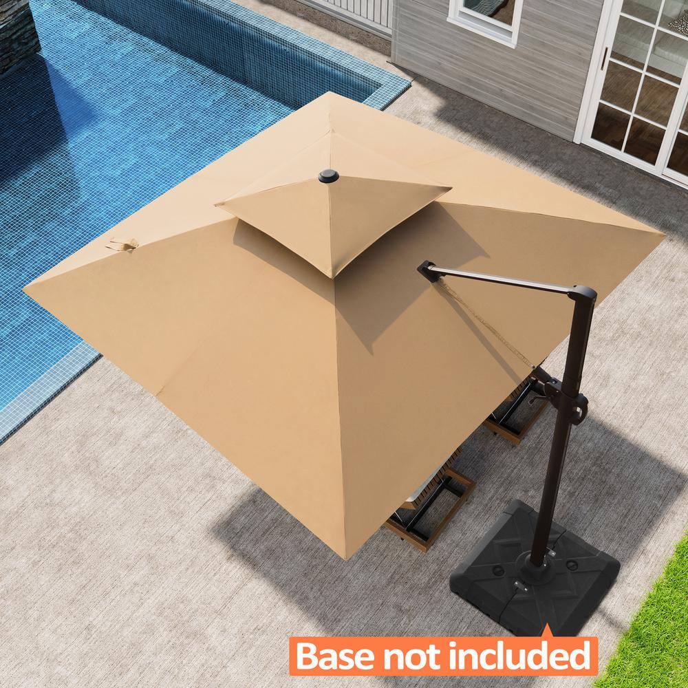 Double Top 10 ft. Square Aluminum Heavy-Duty 360° Rotation Tilt Cantilever Outdoor Patio Umbrella in Tan price history on PriceWatchPro