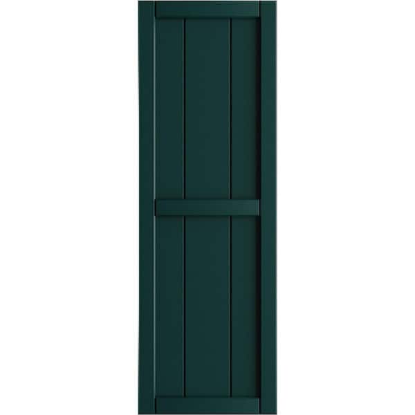 Ekena Millwork 10-3/4 in. x 92 in. True Fit PVC 2-Board Framed Board and Batten Shutters in Thermal Green (Per Pair)