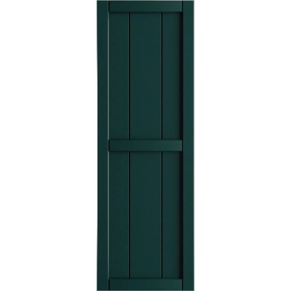 Ekena Millwork 16-1/8 in. x 62 in. True Fit PVC 3-Board Framed Board and Batten Shutters in Thermal Green (Per Pair)