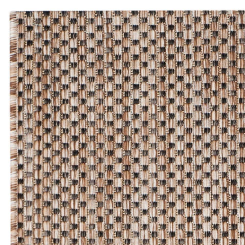 Natural and Black 27" Non-Slip Synthetic Runner Rug