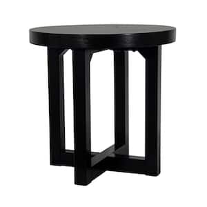X Base 22 in. Black Standard Round Bayer Wood End Table