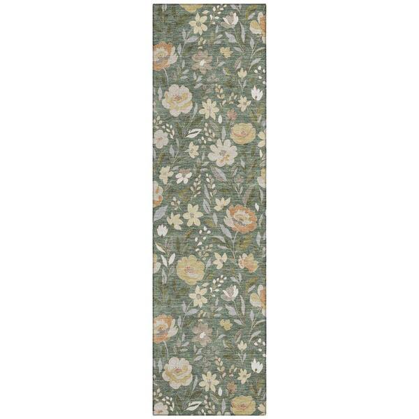Chantille Machine Washable Indoor/Outdoor Abstract ACN2438 Basil 2 ft. x 7 ft. Runner Rug