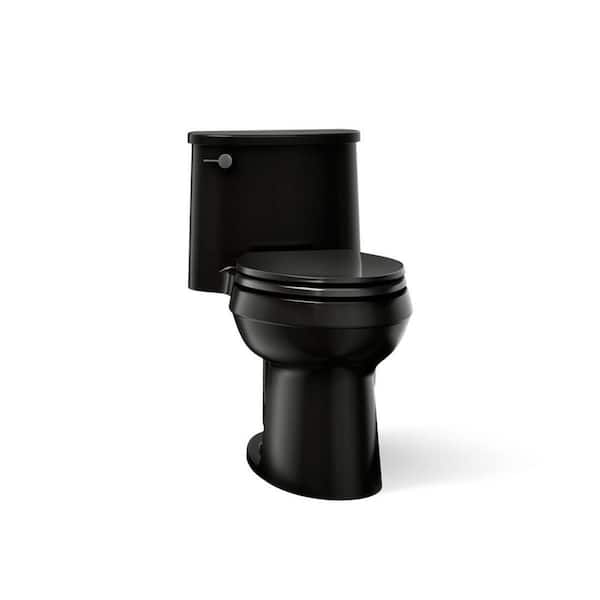 Adair Comfort Height 1-Piece 1.28 GPF Single Flush Elongated Toilet with AquaPiston Flush Technology in Black Black