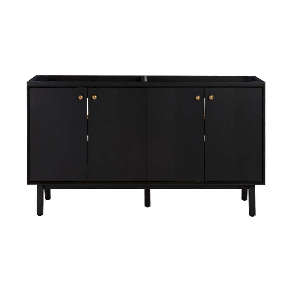 Adele 60'' Black Oak Double Bathroom Vanity Base