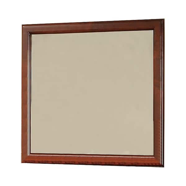 Acme Furniture Louis Philippe III 38 in. H x 36 in. W Modern Rectangular Framed Wood Brown Dresser Mirror