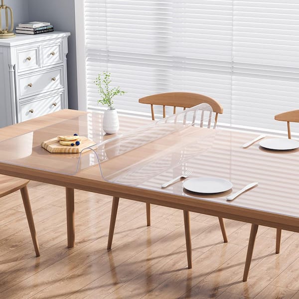Clear Table Cover Protector, 18 x 36 in. Rectangle Table Cover, 1.5 mm Thick PVC Plastic Tablecloth, Waterproof
