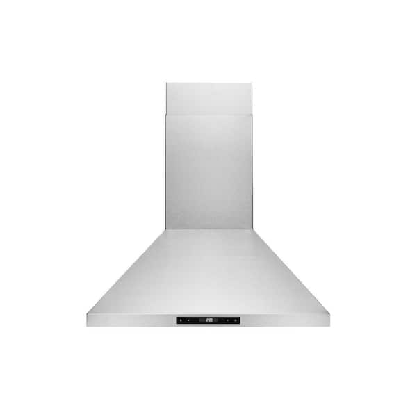HAUSLANE 36 in. Convertible Wall Mount Range Hood with Changeable LED Touch Control Baffle Filters in Stainless Steel