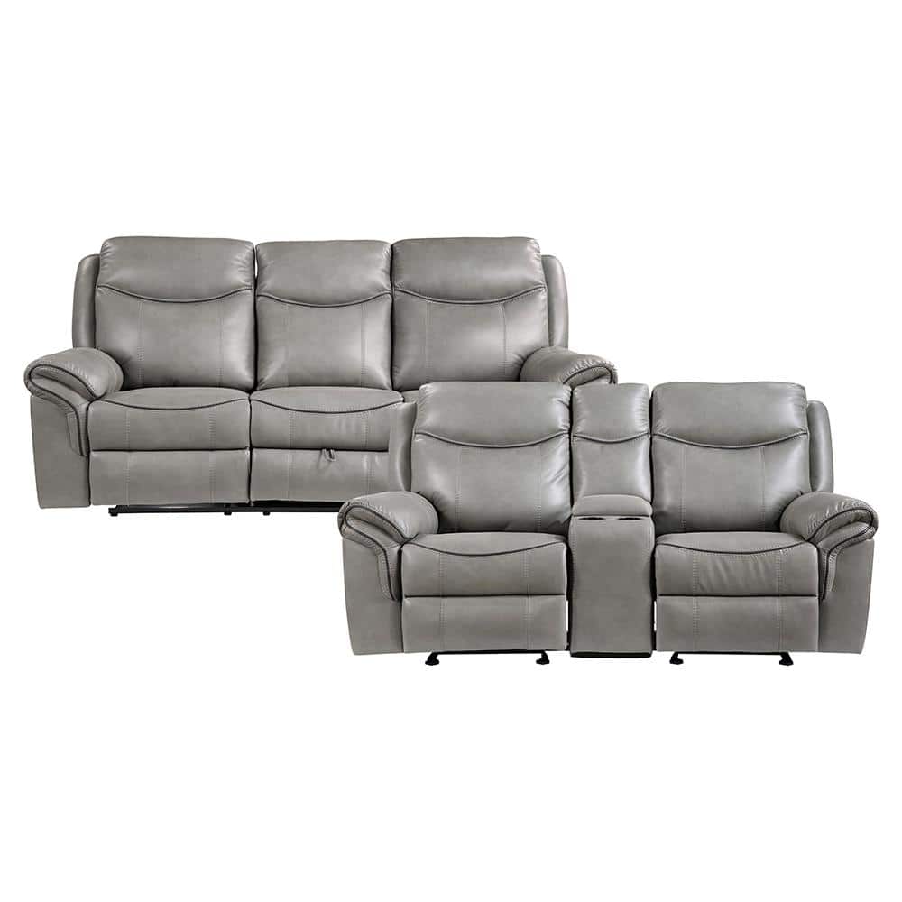 Creeley 88.5 in W Pillow Top Arm Faux Leather Rectangle Manual Reclining So