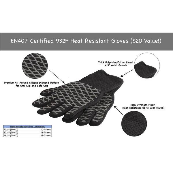 Heat Resistant Oven Gloves 500°C / 932°F By Black Rock Grill