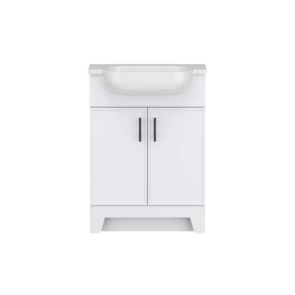 Burgess 24.5 in. W x 18.5 in D x 35.5 in. H Single Sink Bath Vanity in White with White Cultured Marble Top