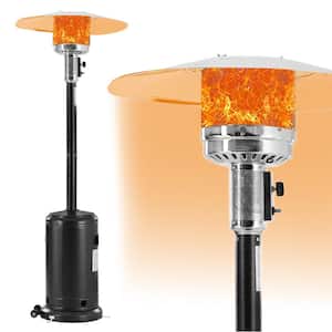 48000BTU 87 in. Outdoor Garden Patio Heater with Moving Wheels Standing Propane Gas Heater Black Finish