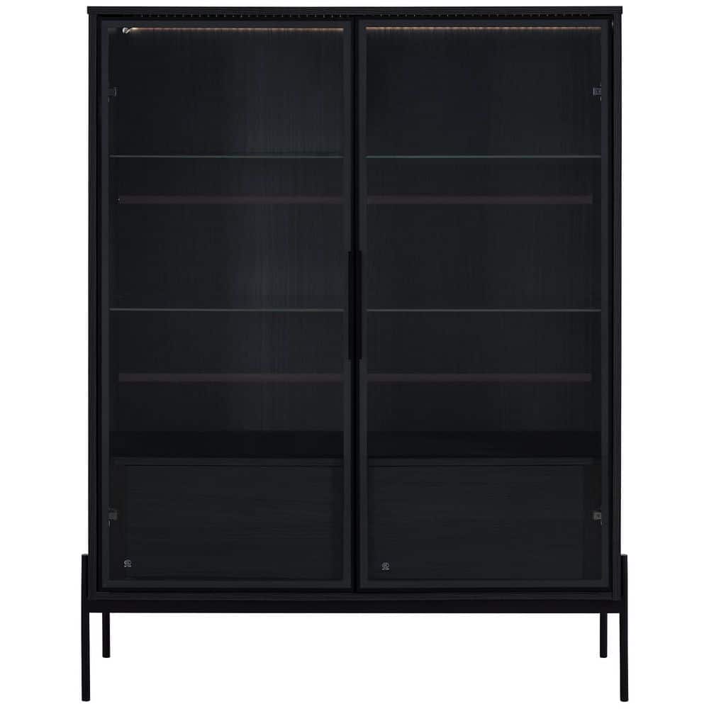 Black 16 in. x 51 in. Glass Display Cabinet Decorative Box Curio Cabinet wi