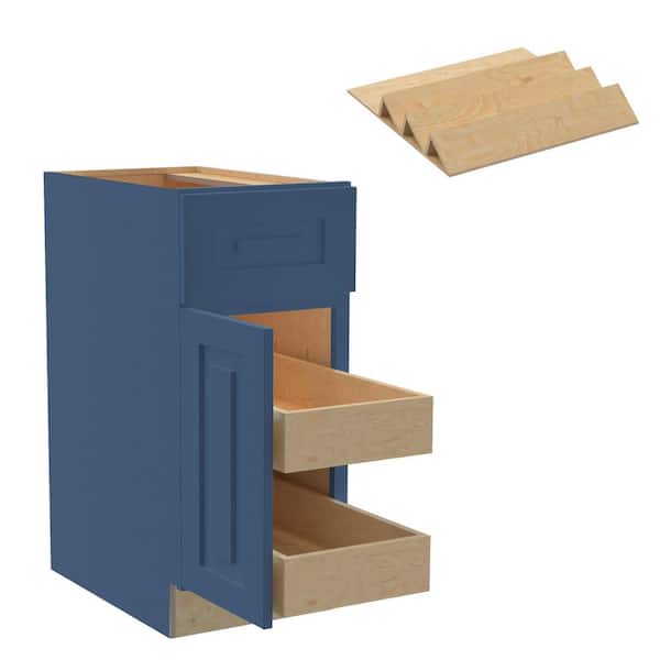 Home Decorators Collection Grayson 15 in. W x 24 in. D x 34.5 in. H Assembled Plywood Base Kitchen Cabinet in Mythic Blue with 2ROT Spice LH