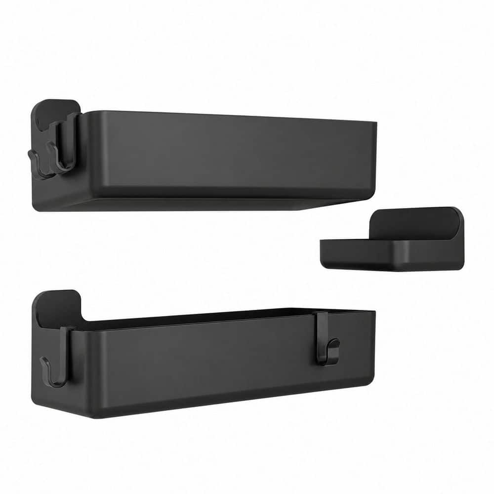 Adhesive Mount Rustproof ABS Shower Caddy Set in Black, Fast-Drain Removable Basket, 3-Pack for Bathroom price history on PriceWatchPro