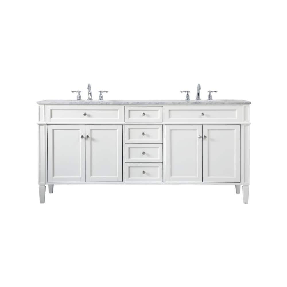 Simply Living 72 in. W x 21.5 in. D x 35 in. H Bath Vanity in White with Ca