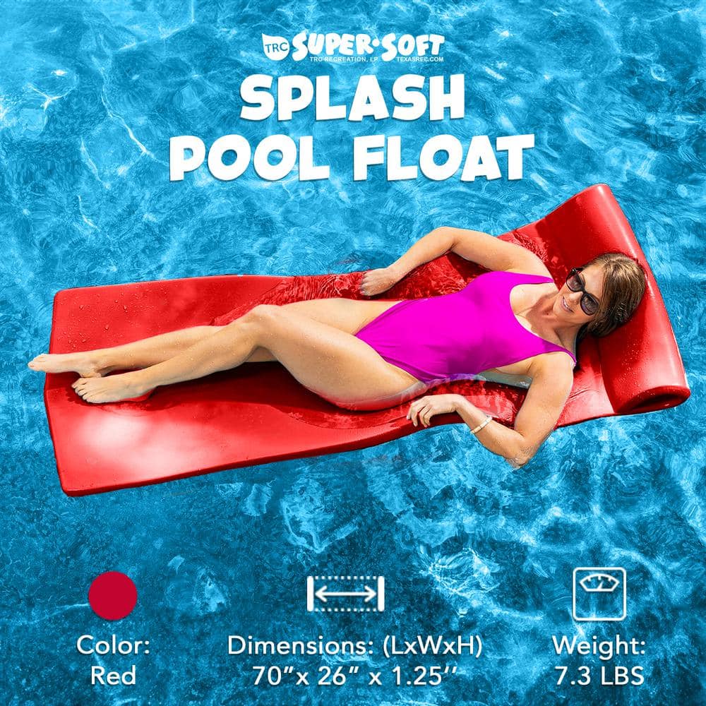 Red Foam Pool Lounger with Built-In Pillow