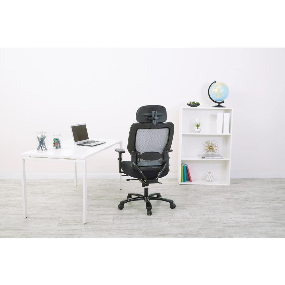 Adjustable Black Mesh and Leather Swivel Office Chair