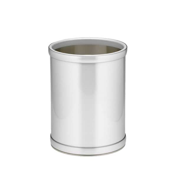 Kraftware Mylar 8 Qt. Brushed Chrome Round Waste Basket
