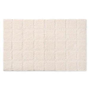 Ultra Plush Windowpane Solid Washable Beige 20 ft. x 32 ft. Bathmat Rug