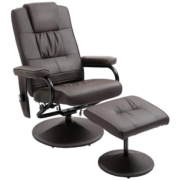 HOMCOM Brown Massage Recliner Chair with Cushioned Ottoman 10