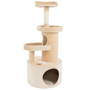 Tan 4-Tier Cat Tree Condo with Scratching Post