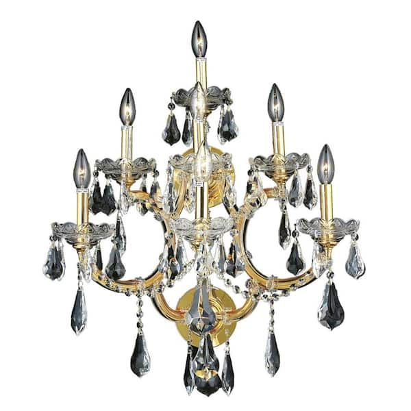 Elegant Lighting 7-Light Gold Sconce with Clear Crystal