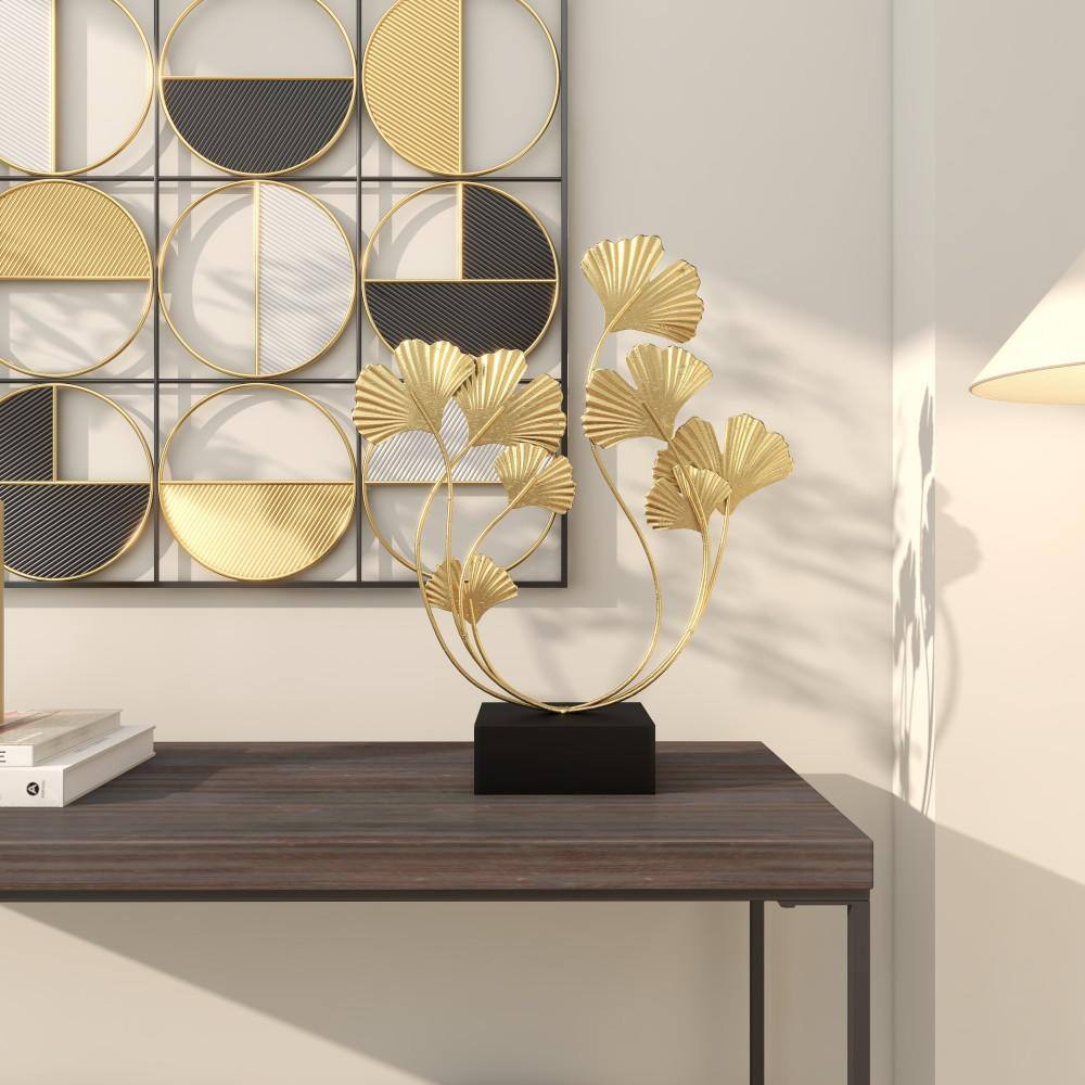 22" Gold Distressed Metal Floral Leaf Sculpture