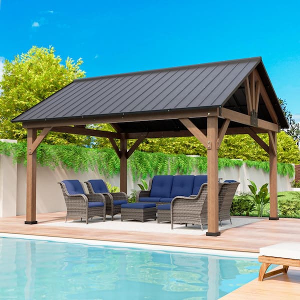 MeetLeisure 15 ft. x 13 ft. Premium Cedar Wood Outdoor Garden