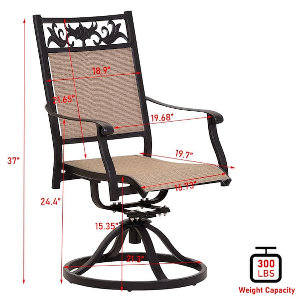 Unbranded Black Swivel Cast Aluminum Outdoor Dining Chair (2-Pack)
