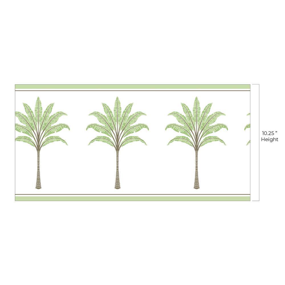 Green Tea Palm Tree Peel and Stick Wallpaper Border