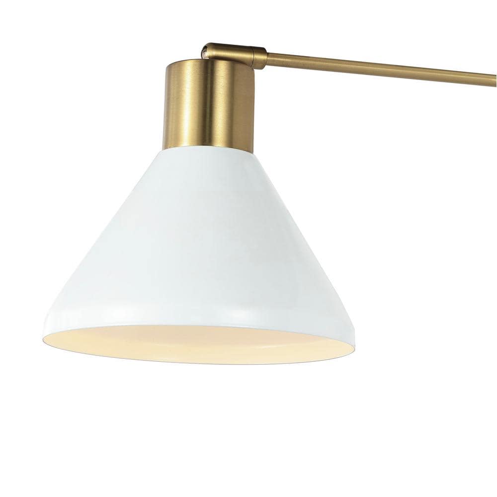 Modern Farmhouse 20.5" White and Brass Gold Iron LED Swing Arm Sconce